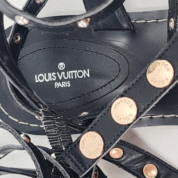 LOUIS VUITTON Passenger Studded Monogram Gladiator Ankle Strap Sandal - Picture 6 of 7